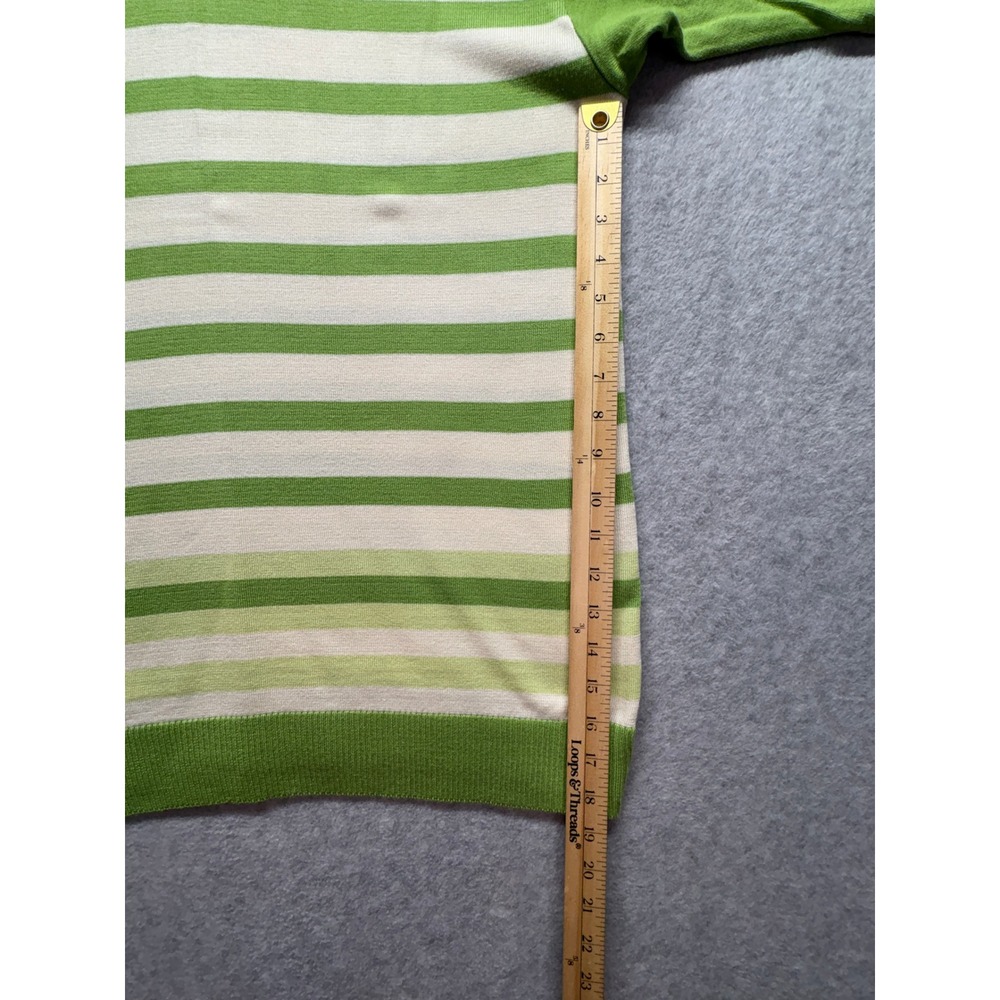 Royalty Culture Mens XL Green Striped Short Sleeve V-Neck Knit Sweater Top - Picture 7 of 9